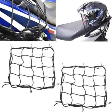 Imagem de 2 peças de rede de carga com 6 ganchos ajustáveis – rede elástica resistente para bicicleta, motocicleta, quadriciclo, caiaque e mais (30 x 30 cm, preto)