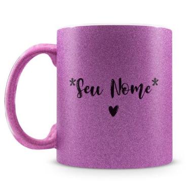 Imagem de Caneca Personalizada Glitter Roxo com Nome Exclusivo - Amo Canecas