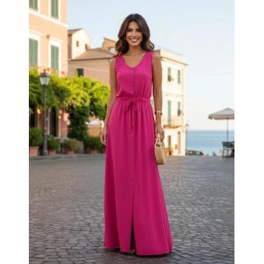 Imagem de Vestido Feminino Longo Rodado Com Cinto Sem Mangas Com Alças Largas Re