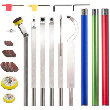 Imagem de Ferramentas de torneamento de madeira com ponta de carboneto DW-9 Ferramentas de torno de madeira de carboneto 6 peças Lixadeira de acabamento de aço inoxidável e 3 peças de cabo de liga de alumínio e