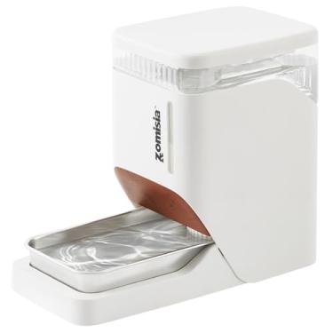 Imagem de ZOMISIA Dispensador automático de água para cães e gatos 6L com tigela de aço inoxidável, tigela de água por gravidade para cães e gatos, bebedouro para animais de estimação 100% livre de BPA, branco