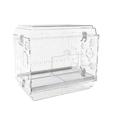 Imagem de Gaiola de pássaro gaiola de papagaio transparente de acrílico grande ornamental chassi removível fácil de limpar ninho de pássaro (transparente)