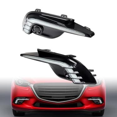 Imagem de Astra Depot Substituição de LED DRL para Mazda 3 Mazda3 Axela 2017 2018 2019 Luzes de Circulação Diurna Tampa da Luz de Neblina Lâmpada de Condução de Farol 12V Luz do Dia com seta Amarelo e Luz Azul