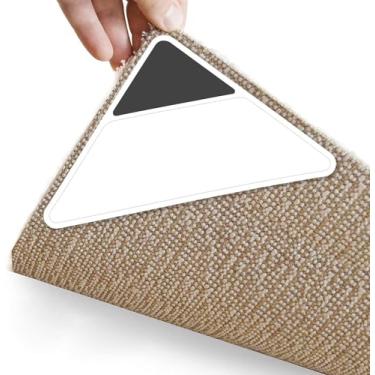 Imagem de Pinças de tapete de dupla face - Tapete antiderrapante atualizado com fita adesiva forte antiderrapante para cantos e bordas onduladas (4 peças preta)