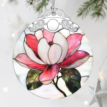 Imagem de Enfeite de vitral, enfeites de Natal, decorações de Natal para árvores, enfeites de férias, presentes para amantes de flores, presentes de festa, ideias de presentes e presente de Natal - flor de