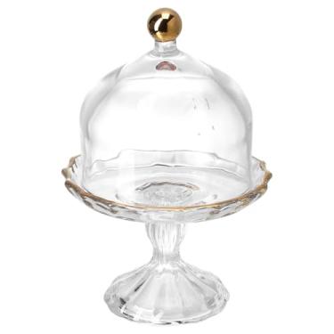 Imagem de Mobestech Bandeja de bolo de sobremesa, elegante, leve, luxuosa, de vidro, para pastelaria, prato de bolo com tampa