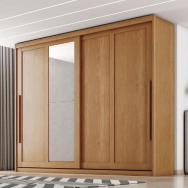 Imagem de Guarda Roupa Casal com Espelho 2 Portas de Correr em MDF Atraente Zanz