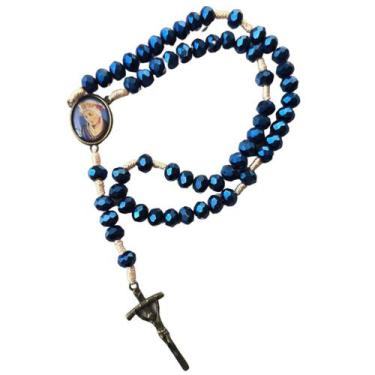 Imagem de Terço rosario católico contas azuis nossa senhora da salette - Genéric