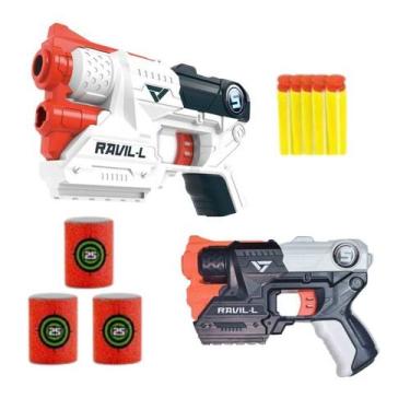 Imagem de Arminha de Brinquedo Lançador 05 Dardos Acompanha 03 Alvos - WELLMIX