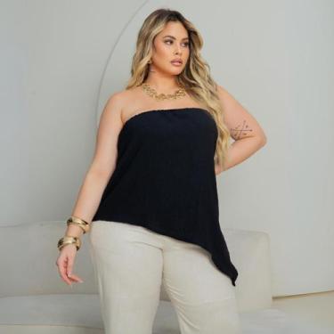 Imagem de Blusa Plus Size Verão Fresquinha Assimétrica Sem Alça Soltinha Festa E