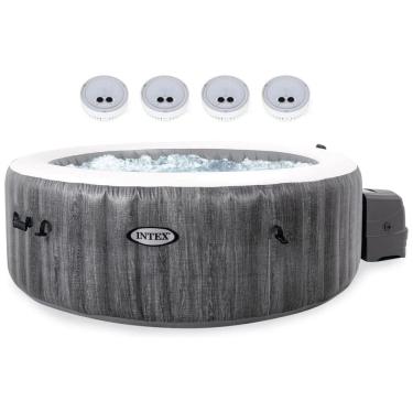 Imagem de Spa Inflável Hidromassagem com Luz LED a Bateria, Intex 28441EP, Cinza