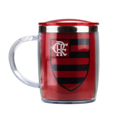 Imagem de Caneca Térmica Flamengo, 450ml, Inox e Plástico, com Tampa, Vermelho