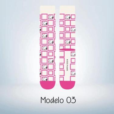 Imagem de Par de Meia Cano Longo Casual Divertida Infantojuvenil Adulto Feminina