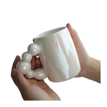 Imagem de GRFIT Caneca Pérola Branca Canecas de Café Cerâmica Estilo Coreano Bolha Alça de Café para Café da Manhã Suco de Leite Xícara de Chá Seguro para Micro-ondas Caneca de Café (Tamanho: Branca)