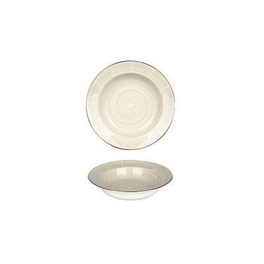 Imagem de Prato de serviço pratos de jantar de cerâmica 20 cm borda dourada em forma de chapéu pratos domésticos para bife de macarrão e pratos apetitosos, ideal para forno de micro-ondas e pratos seguros para