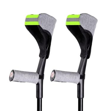 Imagem de lefeke Almofadas Para Muletas De Antebraço E Capas Apoio Mão Com Punho Aberto, Acessórios Que Absorvem A Umidade, Respiráveis Tira Elástica, Aumentam O Conforto Ao Caminhar (Cinza)