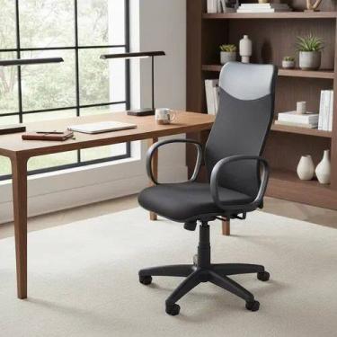 Imagem de Cadeira de Escritório Presidente Encosto em Tela, Base Giratória com R