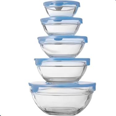 Imagem de Potes de Vidro com Tampa Hermética – Conjunto com 5 Unidades para Armazenamento de Alimentos (Cinza)