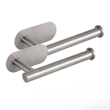 Imagem de Papeleira Banheiro, Suporte de Papel Higiênico em Aço Inoxidável 304 com Gancho Autoadesivo, Adequado para Superfícies Lisas(2 Unidades,Prata)