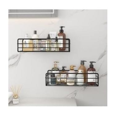 Imagem de Kit Nicho para Banheiro Aço Inox - Prateleira Angular Adesiva, Organizador de Canto sem Furado para Box (2 RETAS)