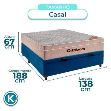 Imagem de Cama + Bau Blindado E Colchão Molas Ensacadas Casal - Airtech Ortobom