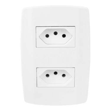 Imagem de Tomada Dupla 10A 250V Monobloco Com Espelho Linha Slim Ilumi