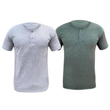 Imagem de Kit 2 Camiseta Henley Masculina Camisa Botões Gola Portuguesa Premium 