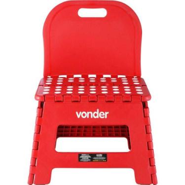 Imagem de Banqueta Plástica Dobrável Vermelha 220 Mm Encosto Vonder