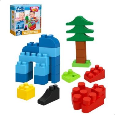 Imagem de Blocos de Montar Figuras e Formas Sortidos Monte Toys 20 Peças Blocz