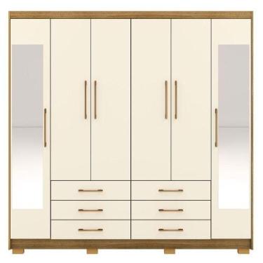 Imagem de Guarda-roupa Casal 6 Portas 6 Gavetas 100% Mdf Espelho Cadence Nature-