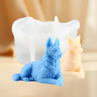 Imagem de Molde de vela para cães, animais, pastor alemão, moldes de silicone para decoração de casa, velas de cera, artesanato de argila de resina