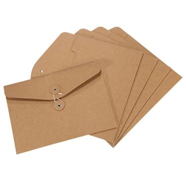 Imagem de Generic Pacote com 5 pastas de arquivo envelope de cordão tamanho A5 organizador de cartas para documentos, jaqueta de arquivamento para escritório, marrom