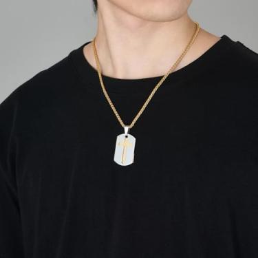 Imagem de Colares de cruz masculinos com pingente de cruz de aço inoxidável, acessórios religiosos, joias religiosas, One Size, Aço inoxidável, Sem Pedra Preciosa
