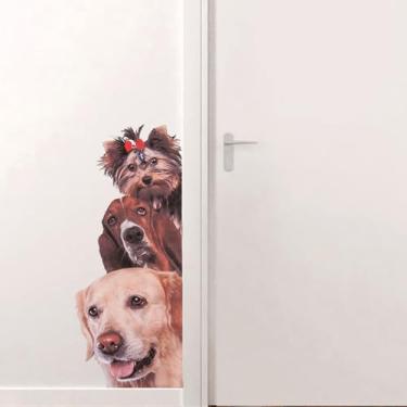 Imagem de Adesivo de parede vinil papel de parede arte de parede decoração de porta decorações de geladeira mural de animais engraçados 1 peça (cão)