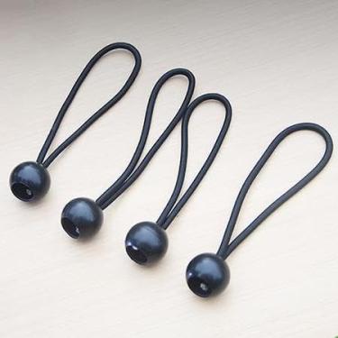 Imagem de 4 bolas elásticas – Laço elástico resistente ao clima resistente ao clima para barracas de acampamento, mangueiras de arame de retenção de carga (preto)