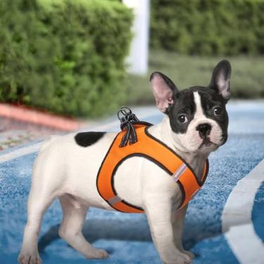 Imagem de Peitoral antipuxão para cães pequenos – Colete de tecido Oxford durável com tiras refletivas, malha respirável, fácil de usar laranja P (pescoço: 28 cm a 30 cm, peito: 35 cm a 38 cm)