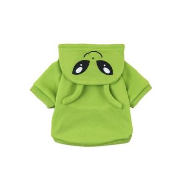 Imagem de Casaco quente com capuz para cães QWINEE Alien Design verde XXL