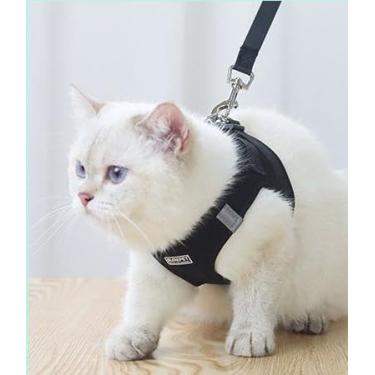 Imagem de Peitoral antipuxão para animais de estimação – Coleira auxiliar de viagem ajustável ao ar livre, colete respirável com coleira para animais de estimação pequenos e médios, tamanho P