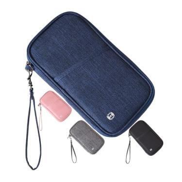 Imagem de Porta-passaporte para viagem familiar RFID, carteira de viagem para mulheres, homens, organizador de documentos para dinheiro, Azul, Porta-passaporte para viagens