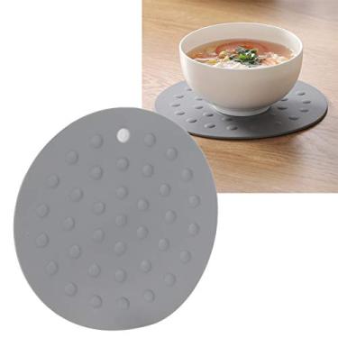 Imagem de Almofada de silicone de forma redonda com isolamento antiescaldante jogo americano cozinha casa (cinza escuro)