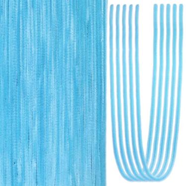 Imagem de TOAOB 100 peças de limpadores de cachimbo longos, hastes de chenille, azul claro, hastes de chenille de 61 cm, materiais de artesanato para projetos de arte DIY, decorações de casa