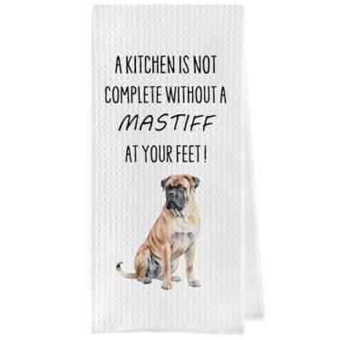 Imagem de Geqtt Engraçado Mastim Toalhas de Cozinha - Presentes de Mastim Inglês Waffle Weave Toalha de Prato, Presentes para Amantes de Cachorros Toalha de Chá Decorativa, 40 x 61 cm