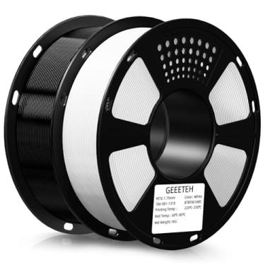 Imagem de Geeetech Filamento Petg 1,75 Mm, 2 Kg (4,4 Libras) / Pacote Com Impressoras 3D De Alta Resistência Aprimoradas - Precisão ± 0,02 Enrolamento Preciso E Durável, Sem Obstrução Fios (Preto Branco)