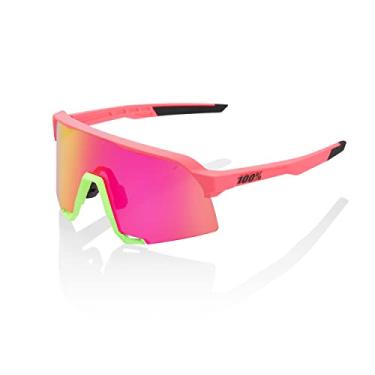 Imagem de 100% Óculos de sol de ciclismo S3 Sport Performance (fosco lavado e rosa neon - Lente espelhada multicamadas roxa)