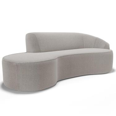 Imagem de Sofá 3 Lugares Curvo Sala De Estar Living Firenze Direito D02 Bouclê Bege 230 Cm B-62 - Lyam