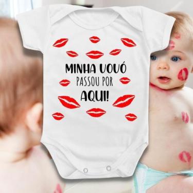 Imagem de Body Bebê Vovó Passou Por Aqui Beijos Menino Menina Infantil - Borizin
