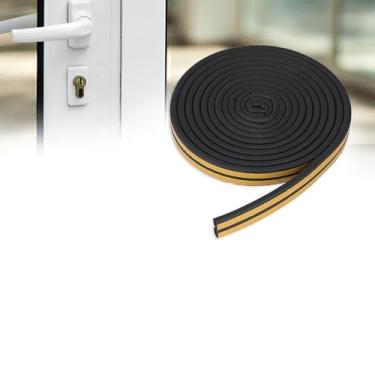 Imagem de Vedação de borracha, tira de vedação autoadesiva para janela de porta, isolamento acústico, calor, redução de ruído, 5 m, para recipientes de portas e janelas (preto)
