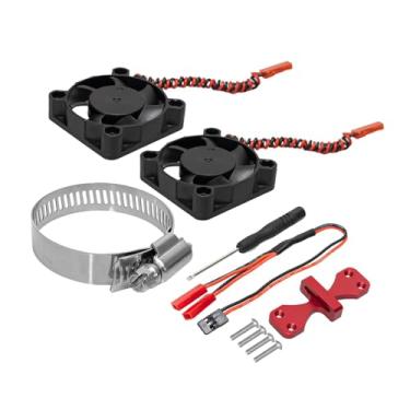 Imagem de Colaxi Kit de dissipador de calor de motor RC PP com ventiladores de resfriamento duplos para modelos 1:7 1:8 1:10 de substituição, 40x40mm