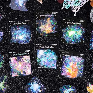 Imagem de Kit de adesivos para scrapbook Bloom Sparks, 120 peças, aquarela, PET, transparente, impermeável, conjunto de adesivos para lixo, diário, garrafas de água, celular, laptop, decalques para adolescentes