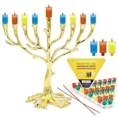Imagem de The Dreidel Company Copos de óleo de geleia pré-cheios de Hanukkah, serve na maioria das menorás padrão, feito em Israel, 1 hora (gelatina colorida de azeite de oliva natural)